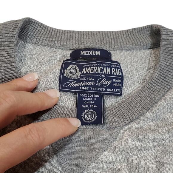 American Rag | Grey Heathered Long Sleeve Knit Shirt | Size Medium - Picture 2 of 4